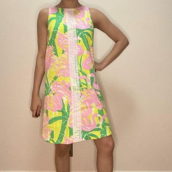 Lily Pulitzer Pink and Green Sheath Mini Dress (Girl’s XL 14-16) - Picture 3 of 9